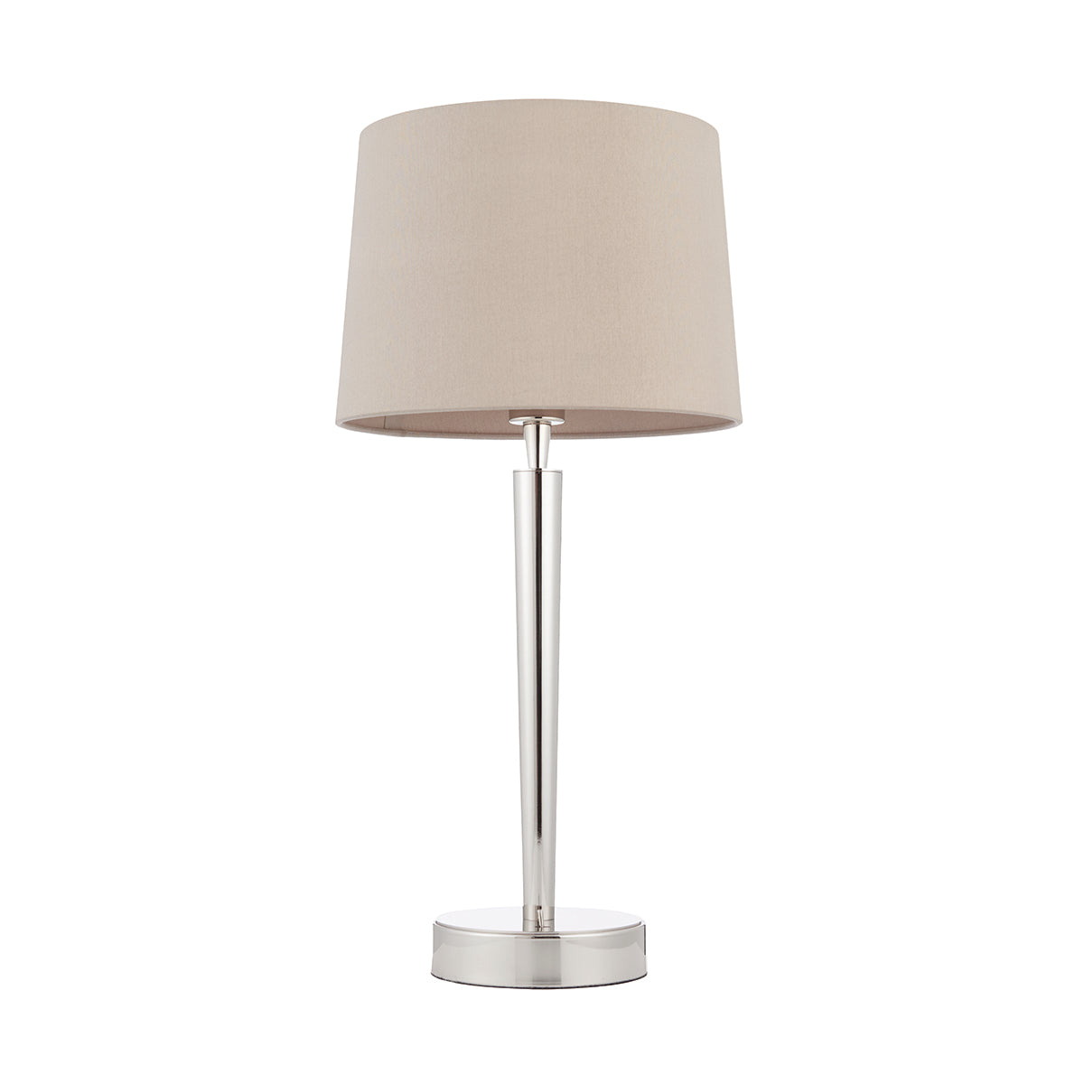 Sylas Table Lamp Usb in Bright Nickel and Mink Fabric