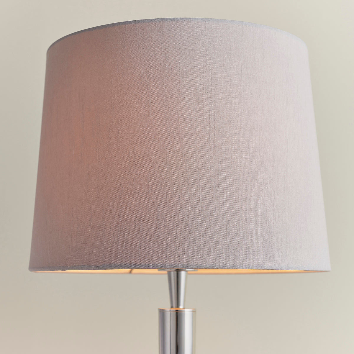 Sylas Table Lamp Usb in Bright Nickel and Mink Fabric