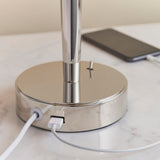 Sylas Table Lamp Usb in Bright Nickel and Mink Fabric
