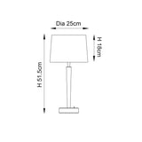 Sylas Table Lamp Usb in Bright Nickel and Mink Fabric