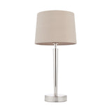 Sylas Table Lamp Usb in Bright Nickel and Mink Fabric