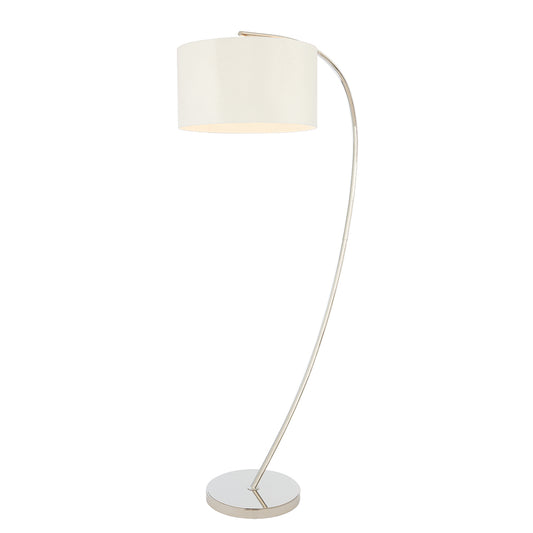 Seraphina Floor Lamp in Bright Nickel and Vintage White Fabric