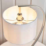 Seraphina Table Lamp in Bright Nickel and Vintage White Fabric