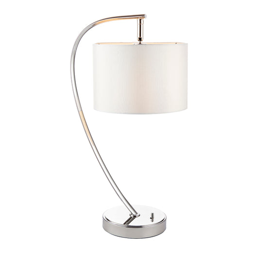 Seraphina Table Lamp in Bright Nickel and Vintage White Fabric