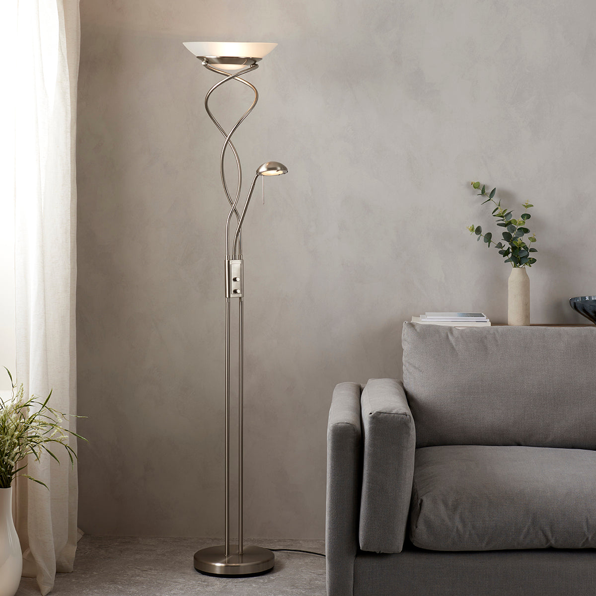 Satin chrome plate & frosted glass