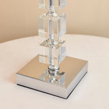 Chrome plate, clear acrylic with white fabric