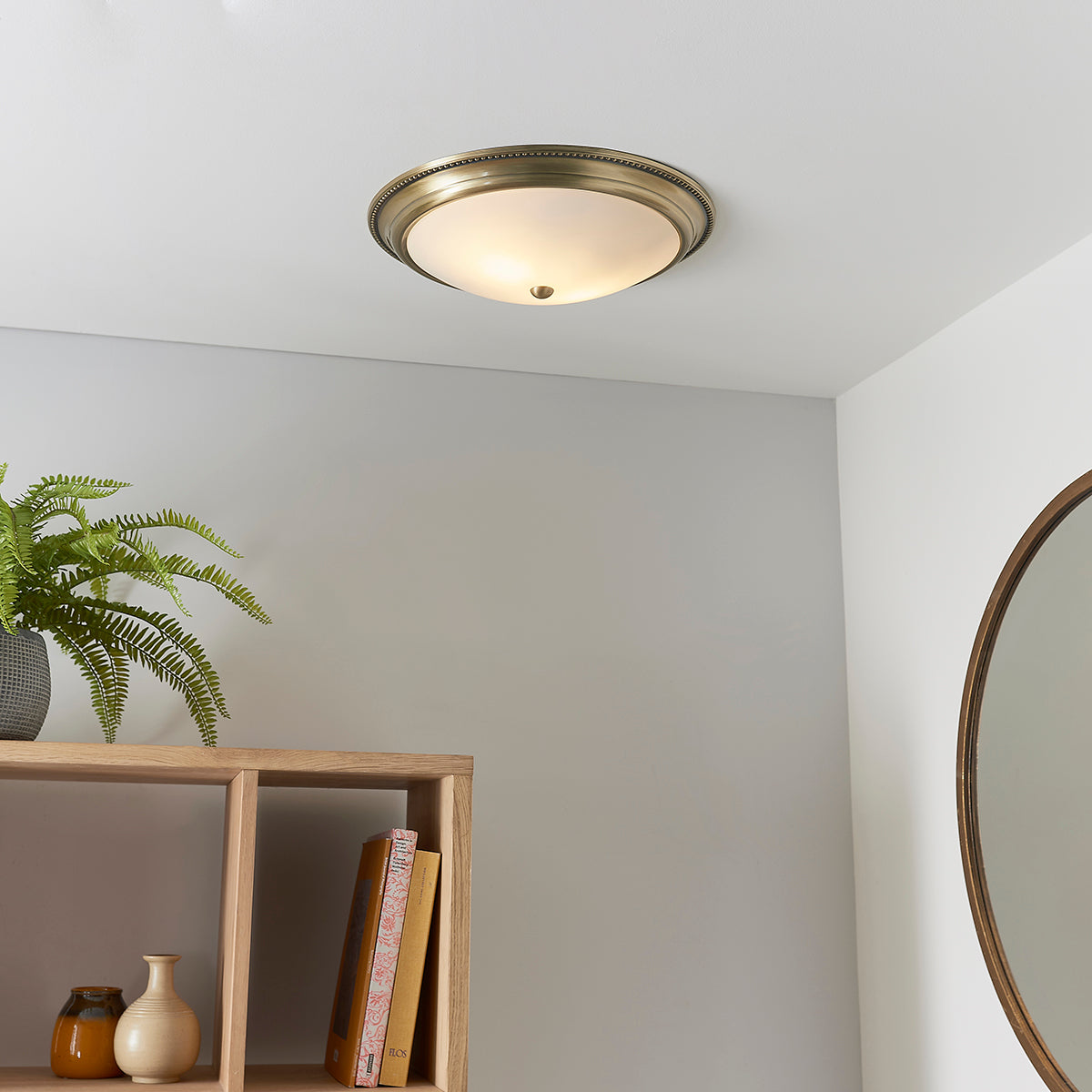 Antique brass plate & frosted glass