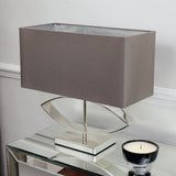 Silver plate & taupe silk