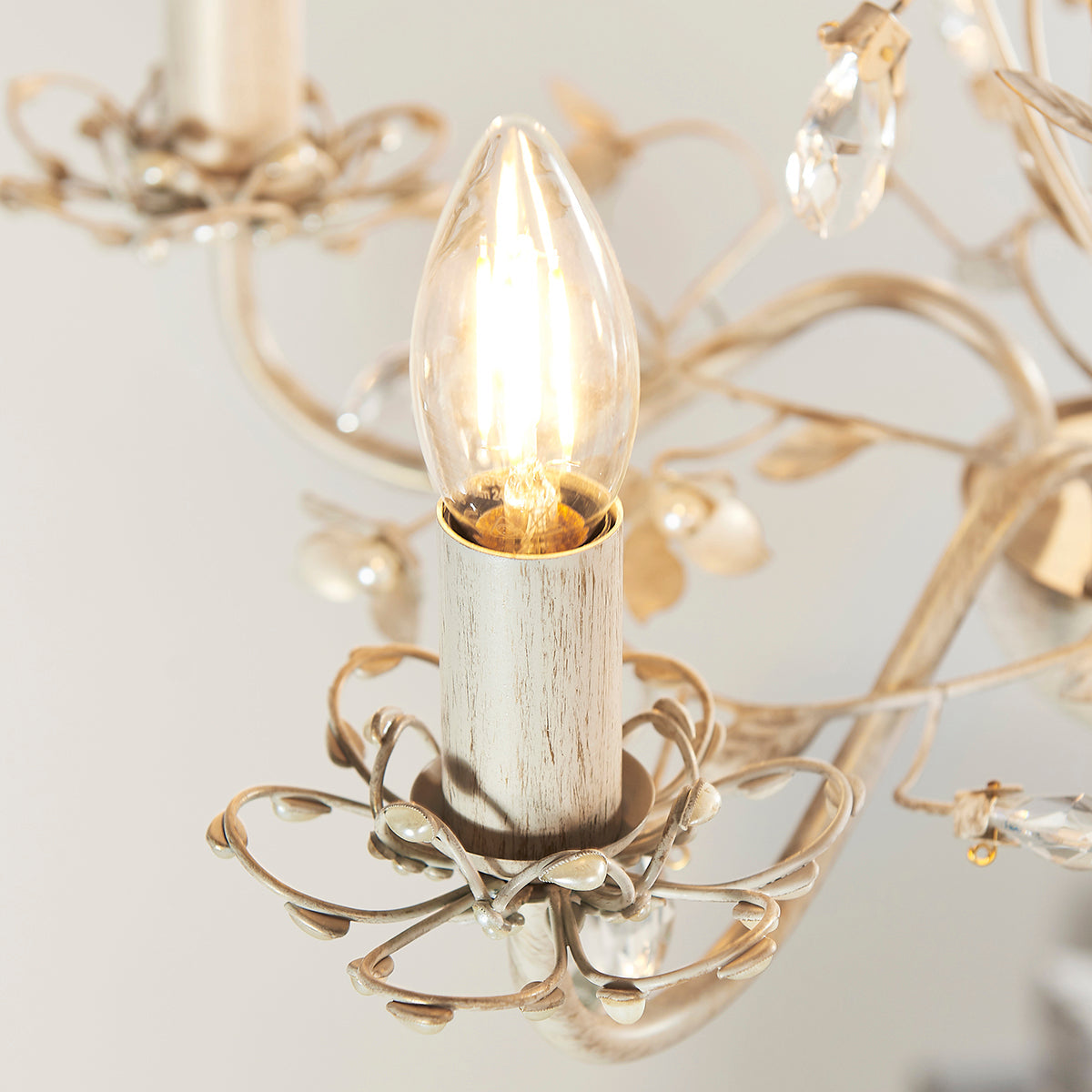 Cream/br gold paint & clear/pearl acrylic