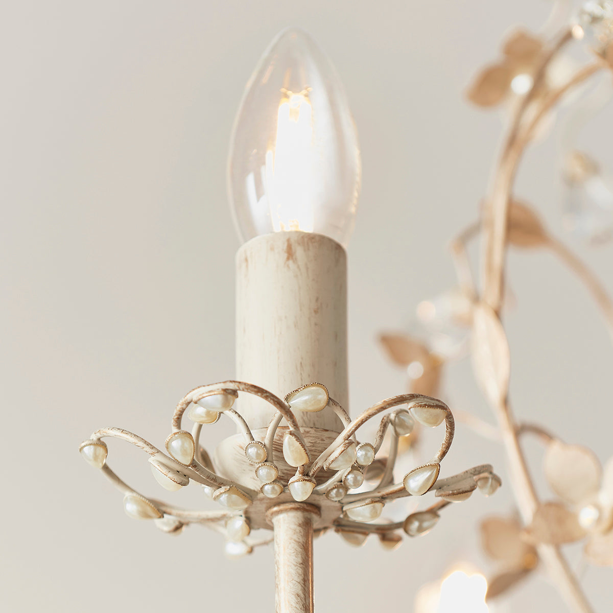 Cream/br gold paint & clear/pearl acrylic