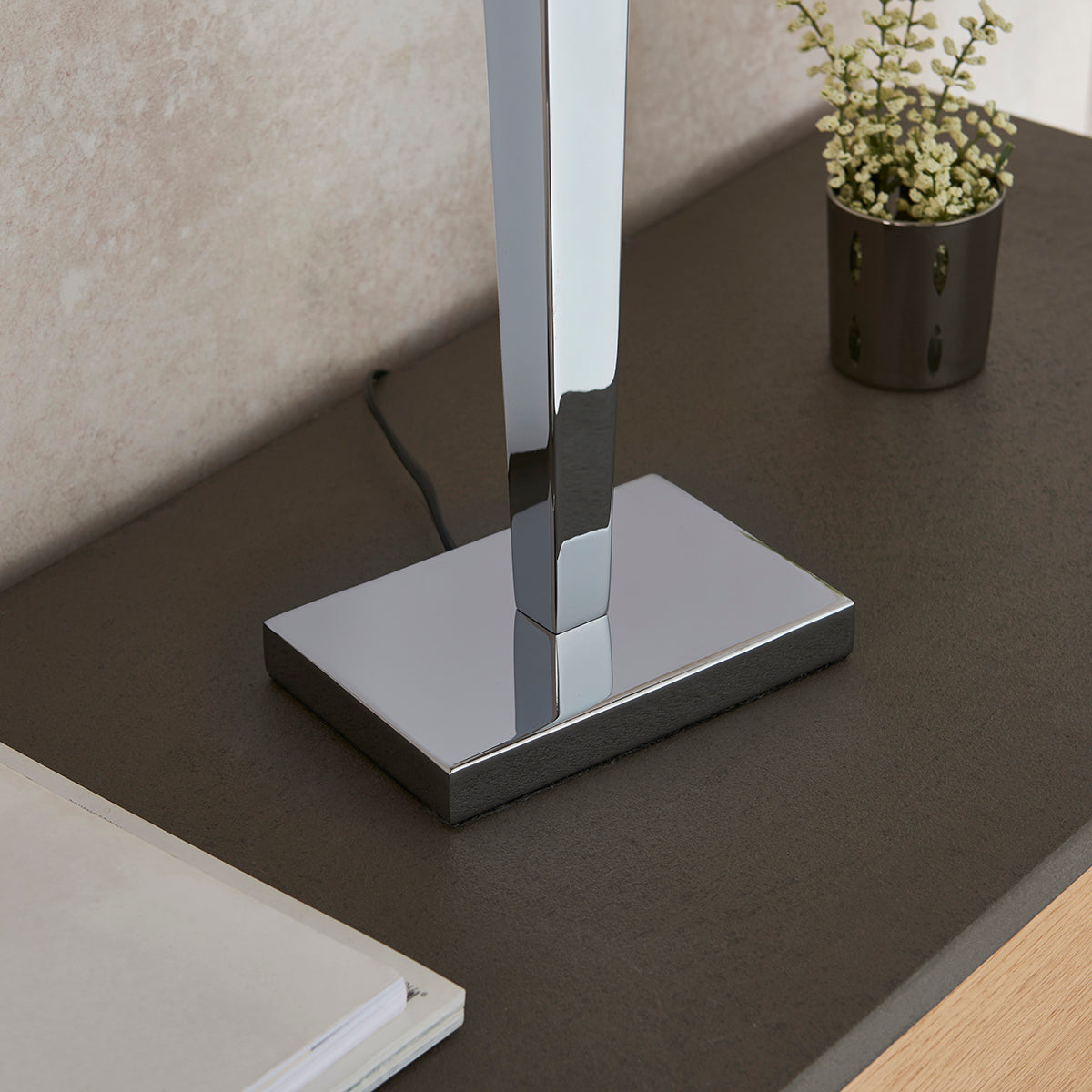 Chrome plate & grey fabric