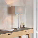 Chrome plate & grey fabric