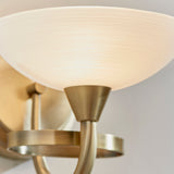 Antique brass plate & white glass