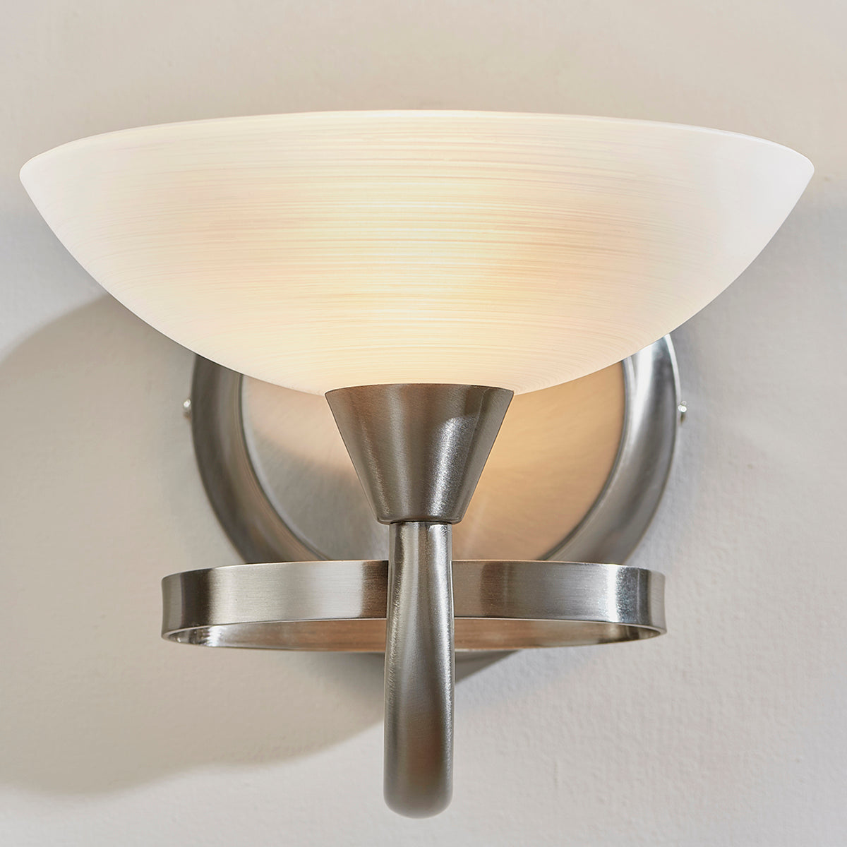 Satin chrome plate & white glass