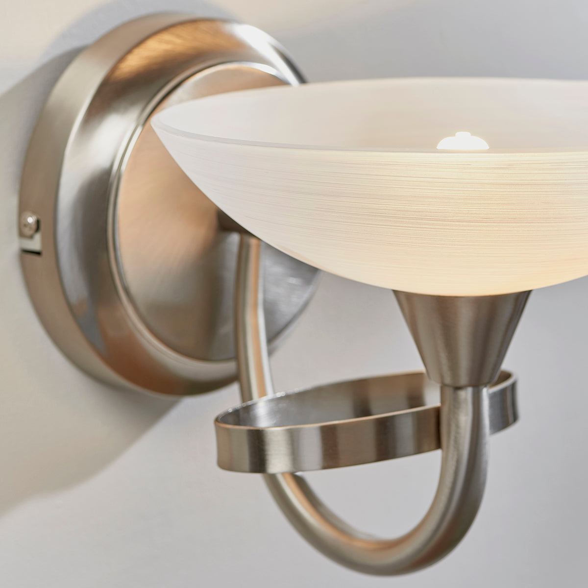 Satin chrome plate & white glass