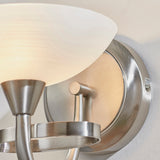 Satin chrome plate & white glass