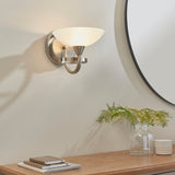 Satin chrome plate & white glass