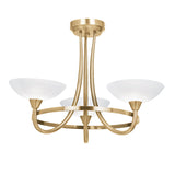 Antique brass plate & white glass