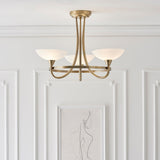 Antique brass plate & white glass