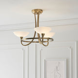 Antique brass plate & white glass