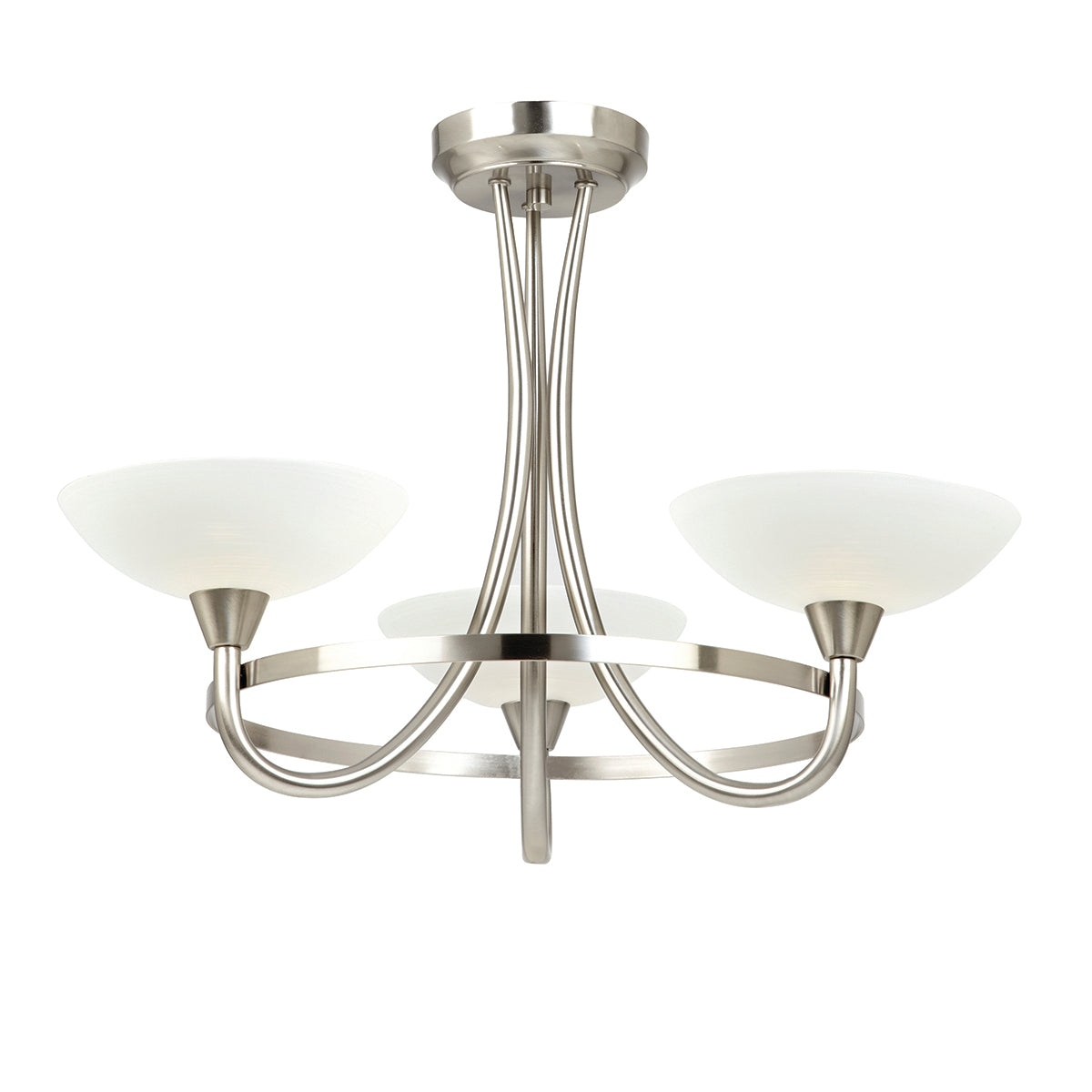 Satin chrome plate & white glass