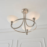 Satin chrome plate & white glass