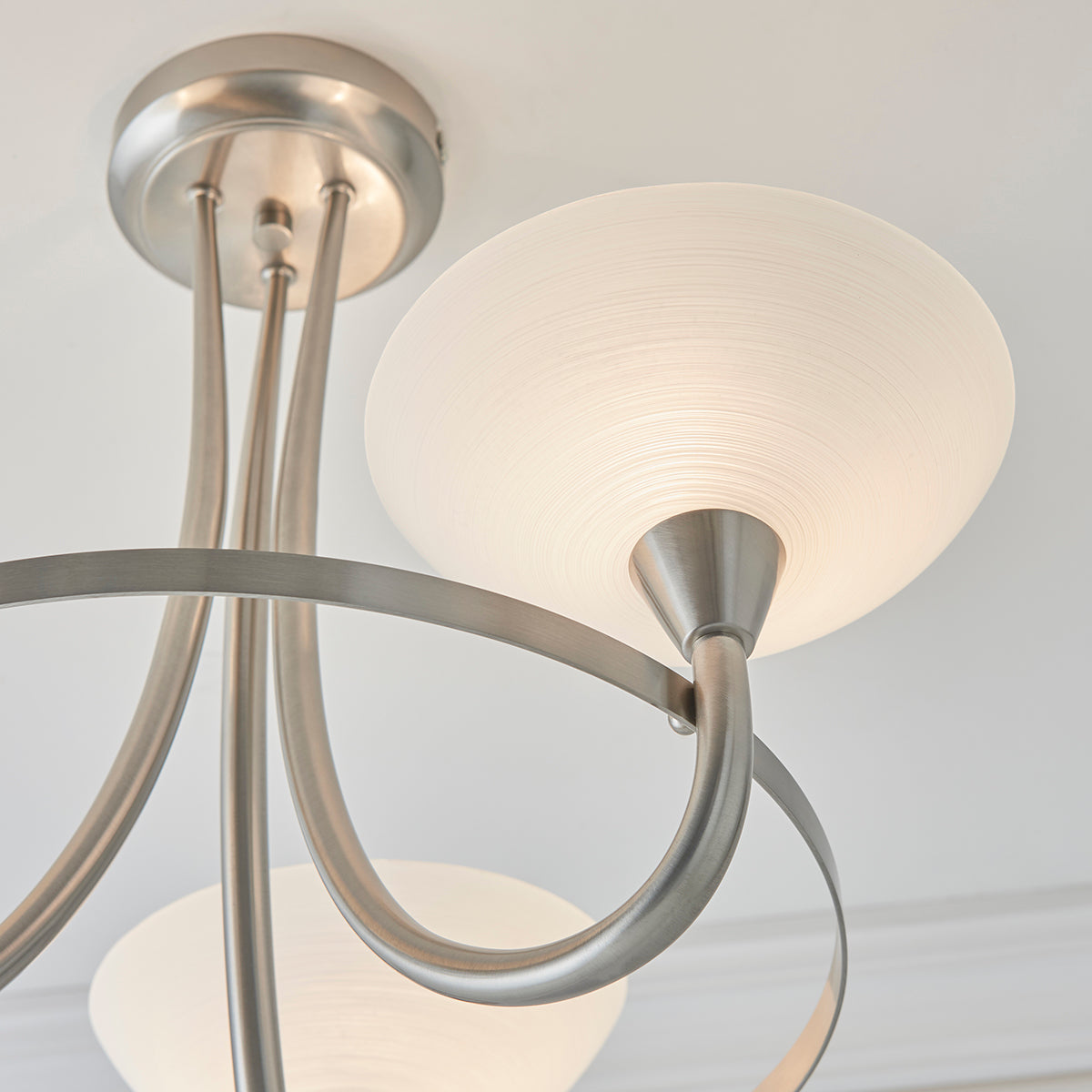 Satin chrome plate & white glass