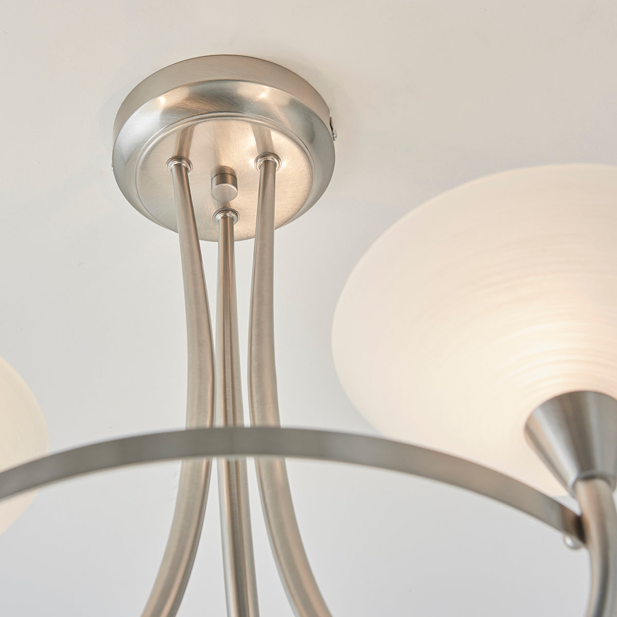 Satin chrome plate & white glass