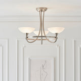 Satin chrome plate & white glass