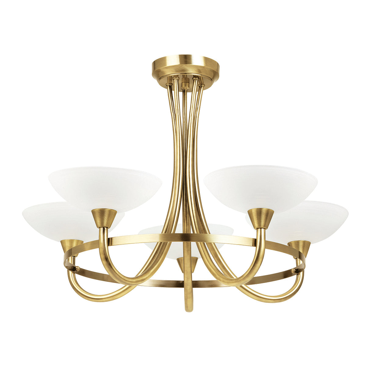 Antique brass plate & white glass