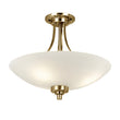 Antique brass plate & white glass