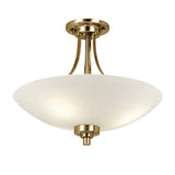 Antique brass plate & white glass