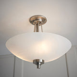 Satin chrome plate & white glass