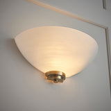 Antique brass plate & white glass