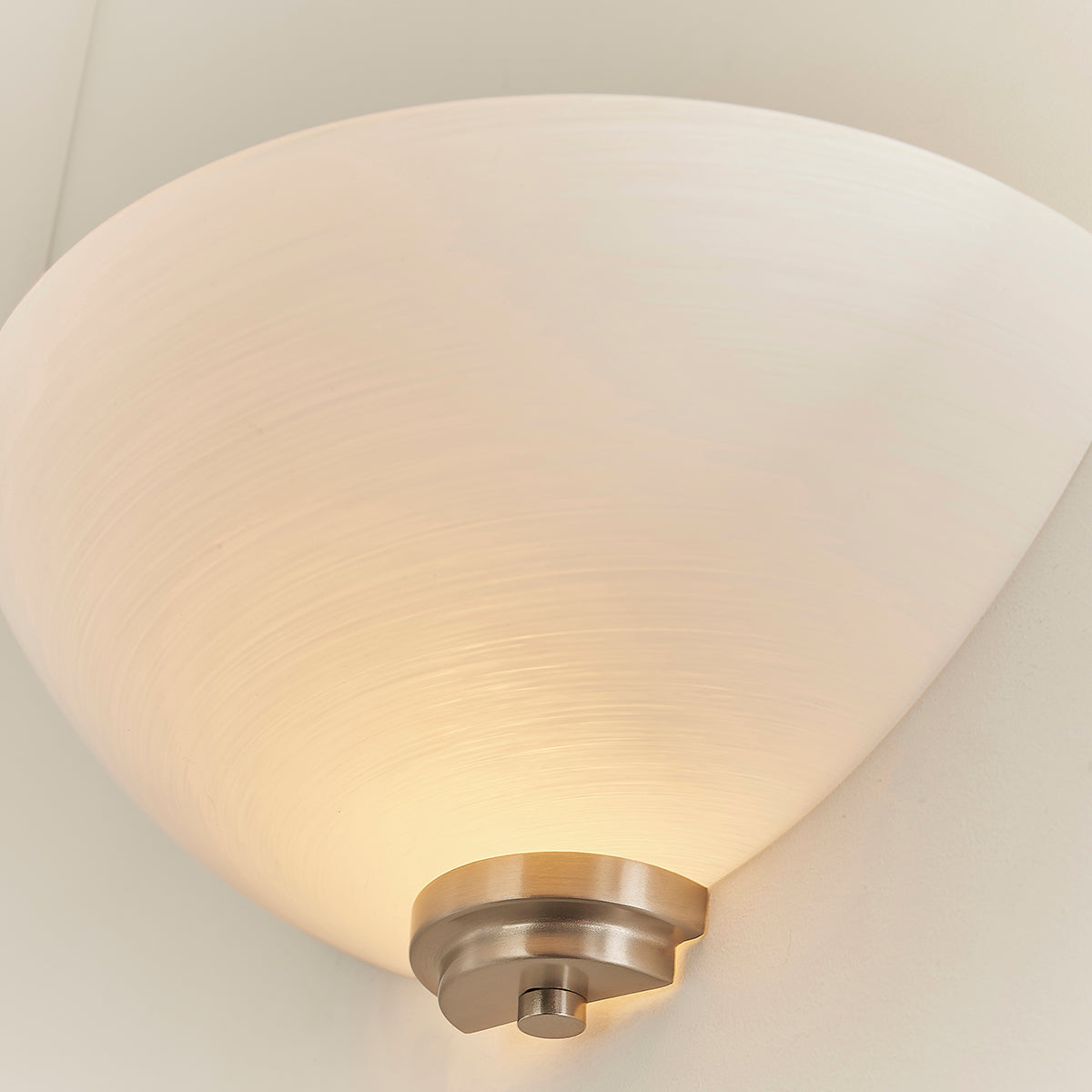 Satin chrome plate & white glass