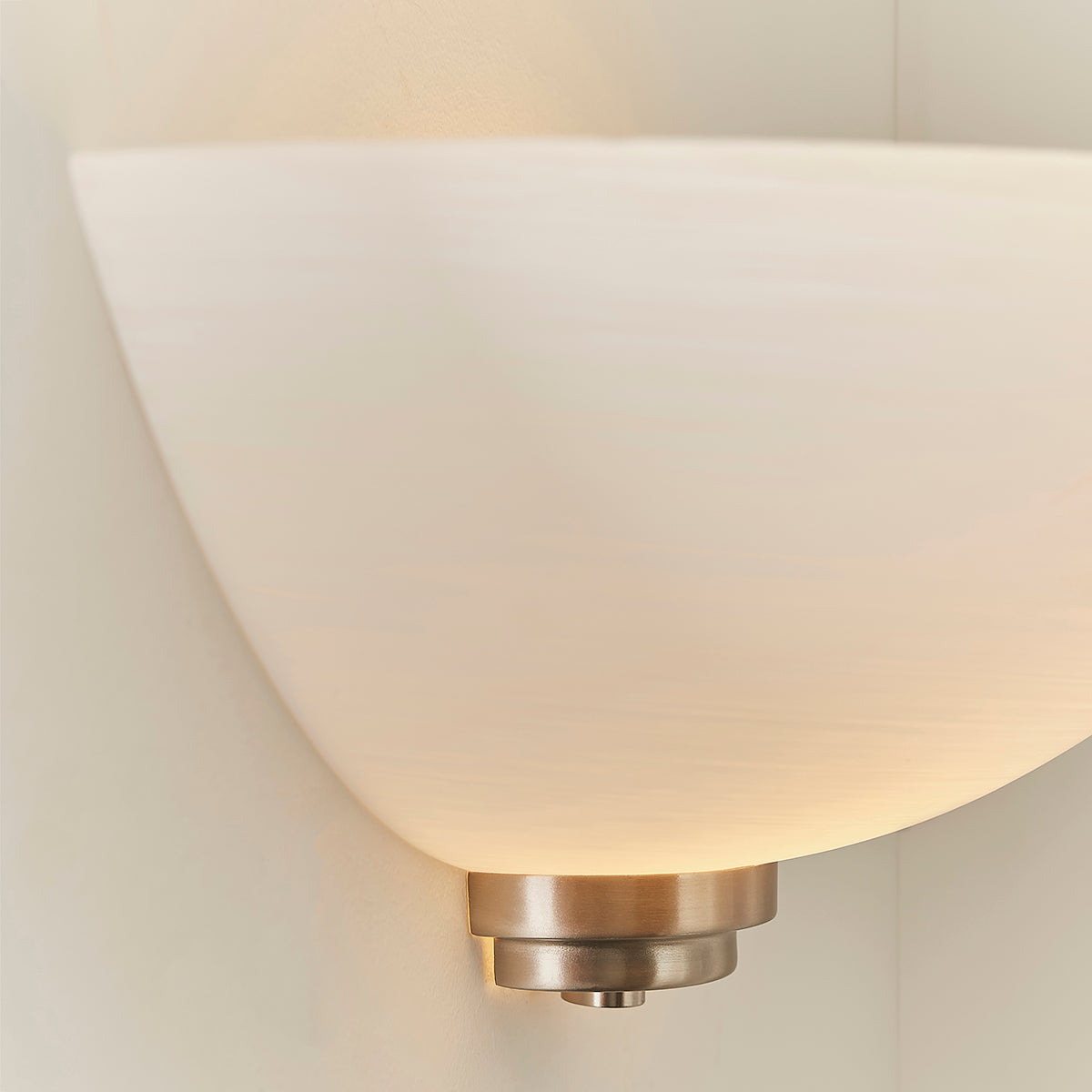 Satin chrome plate & white glass
