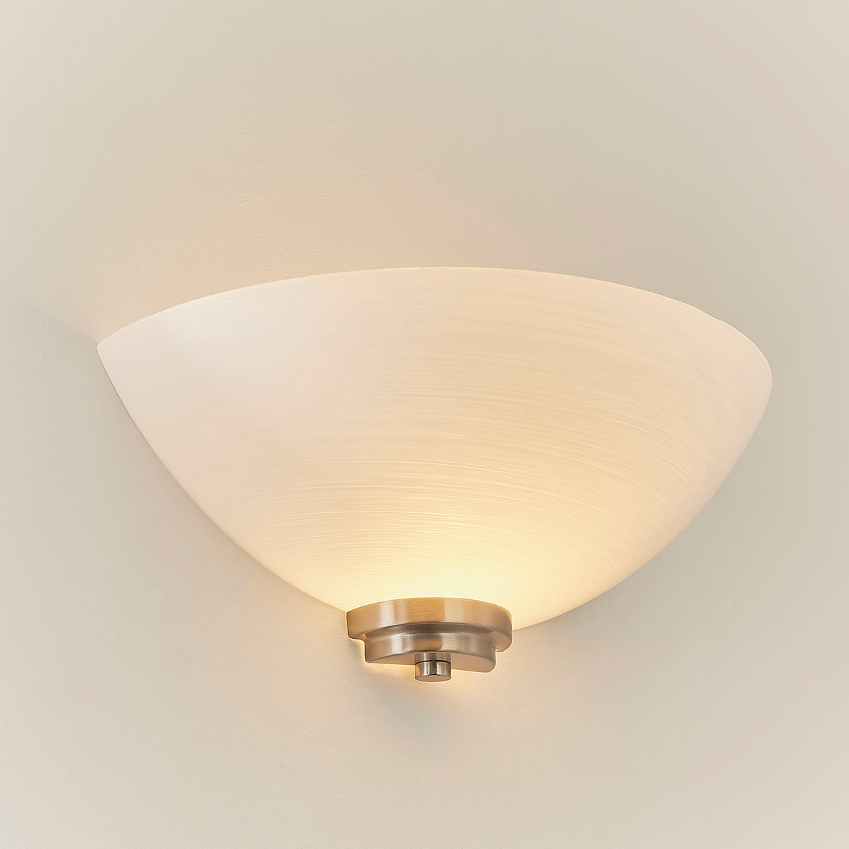Satin chrome plate & white glass