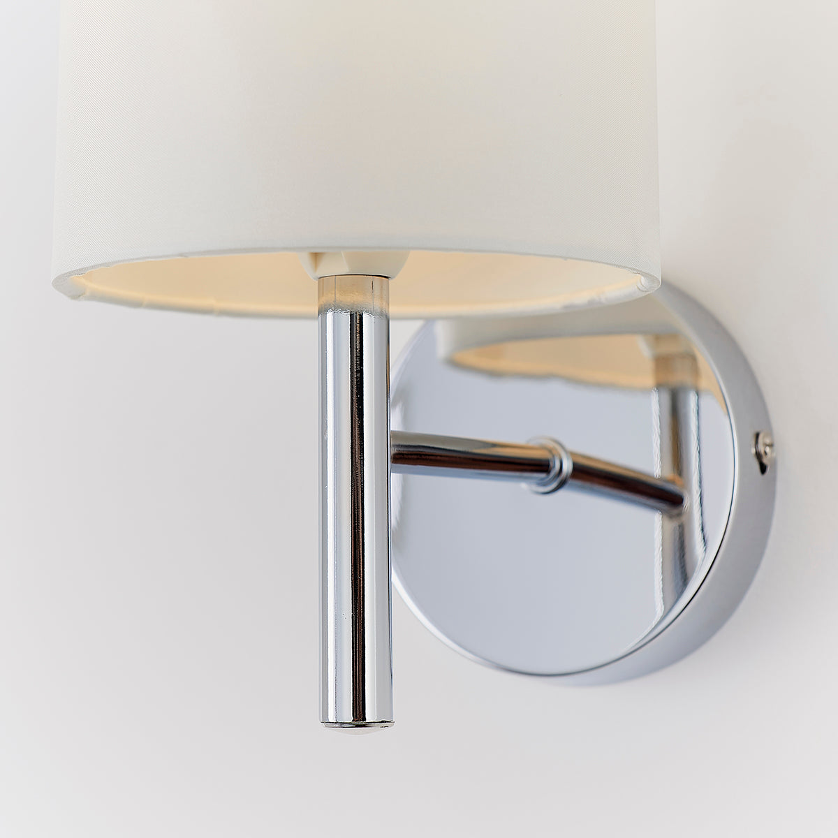 Chrome plate & vintage white fabric