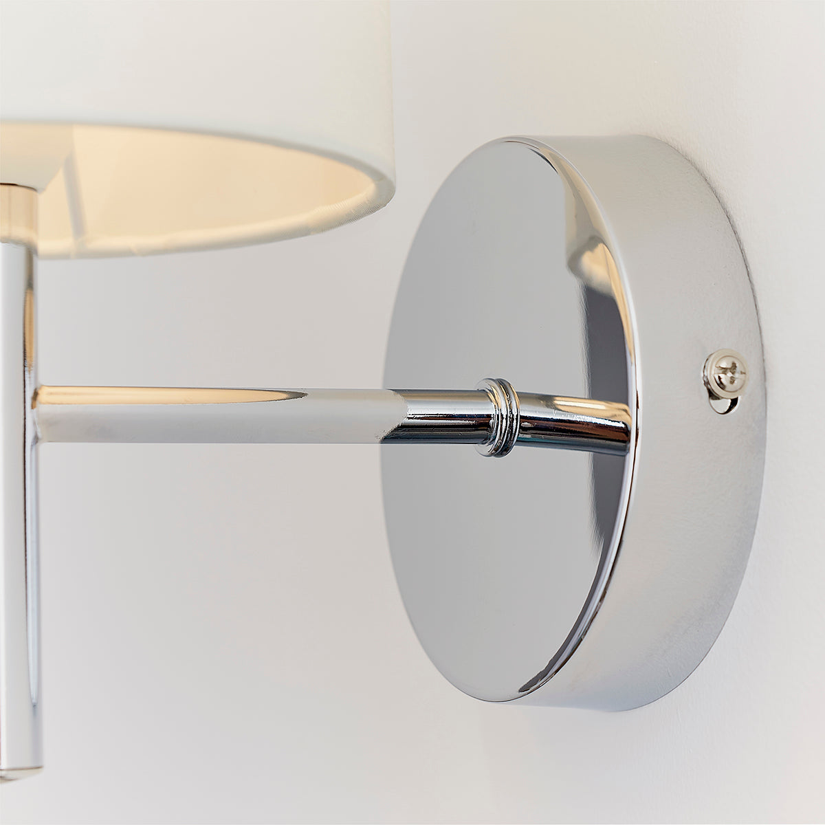 Chrome plate & vintage white fabric