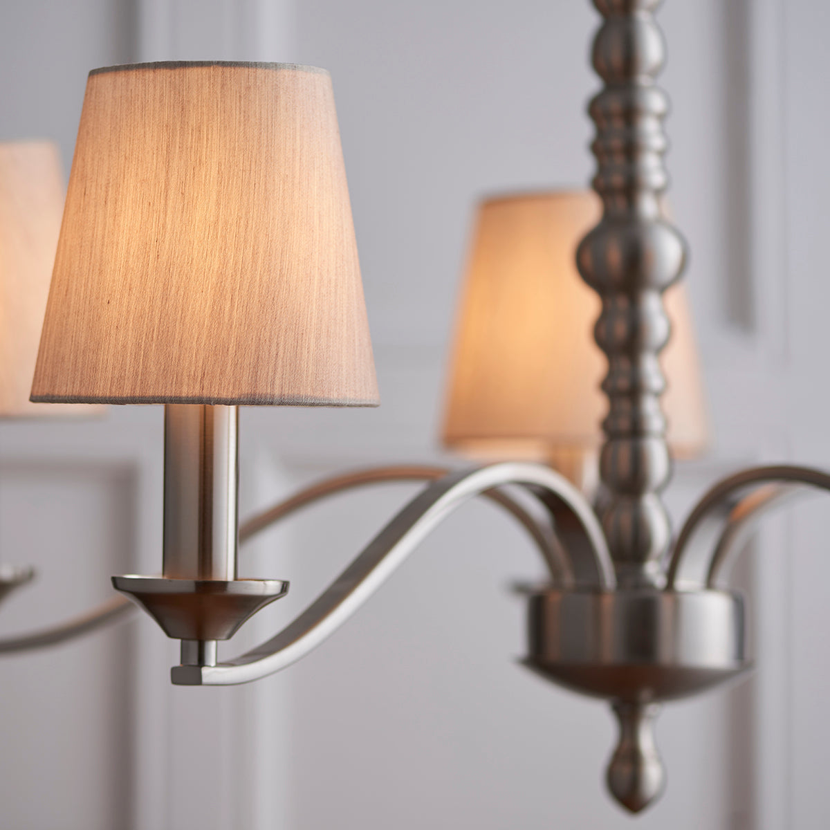Satin nickel plate & natural fabric