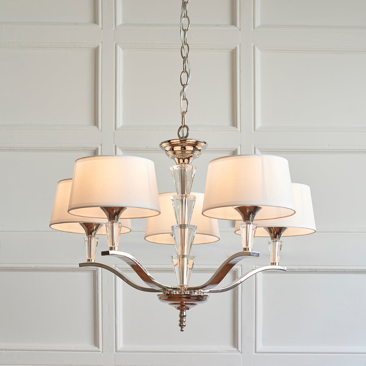 Chrome plate & vintage white fabric