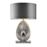 Polished nickel plate & grey fabric