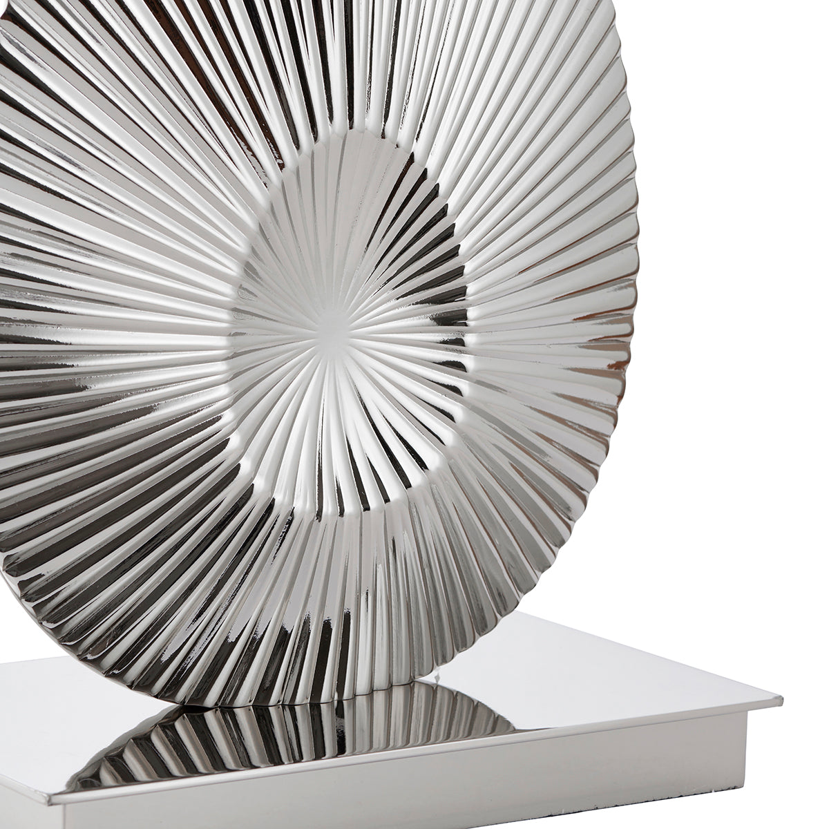 Polished nickel plate & grey fabric