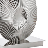 Polished nickel plate & grey fabric