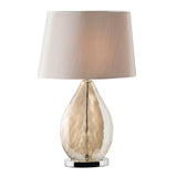 Gold tinted glass & mink fabric