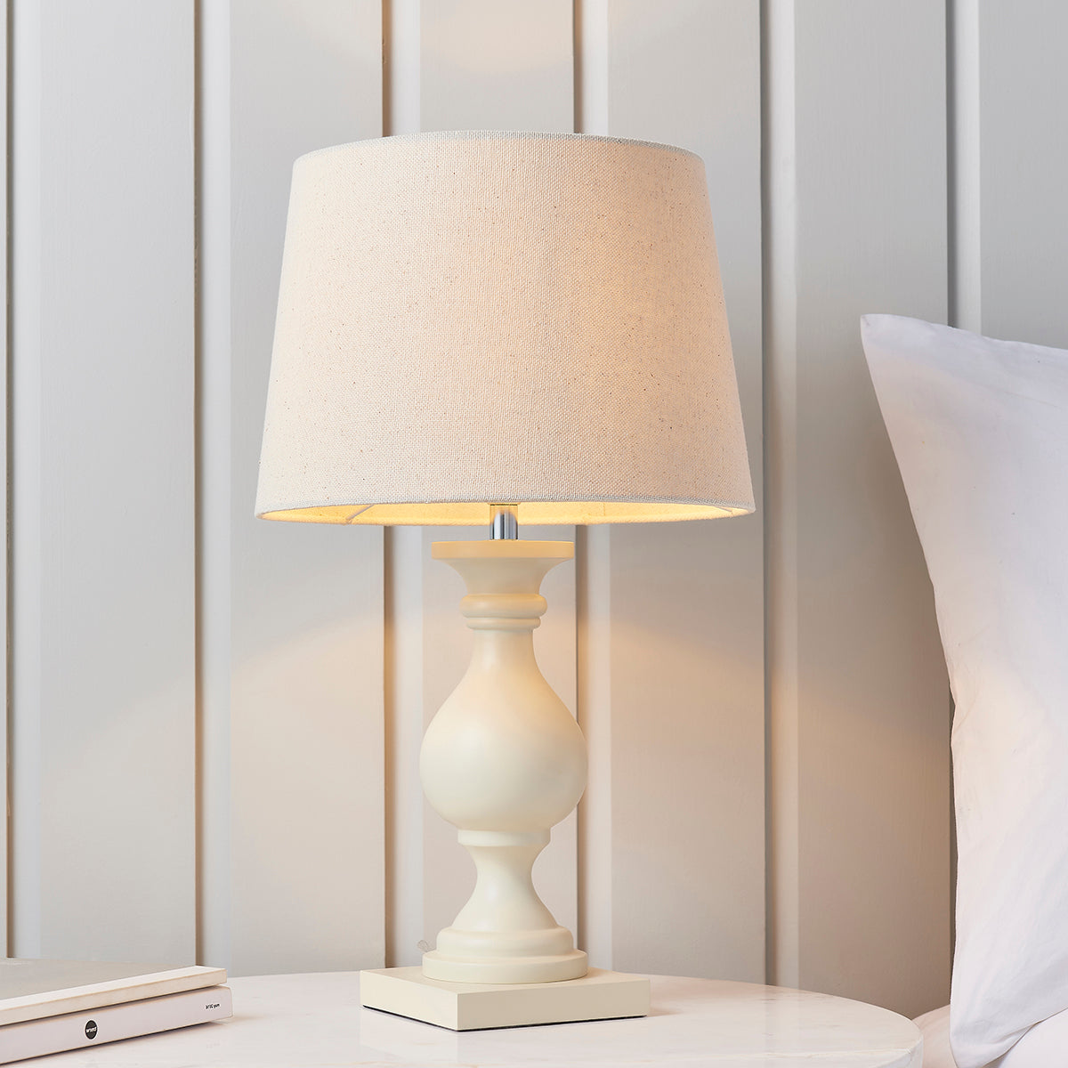 Ivory painted wood & ivory fabric
