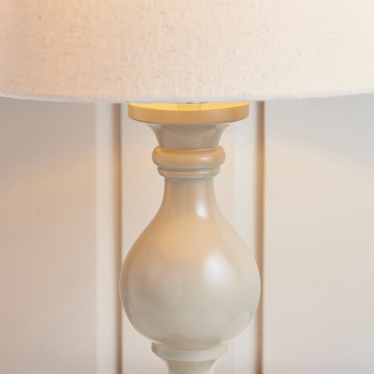 Taupe painted wood & ivory fabric