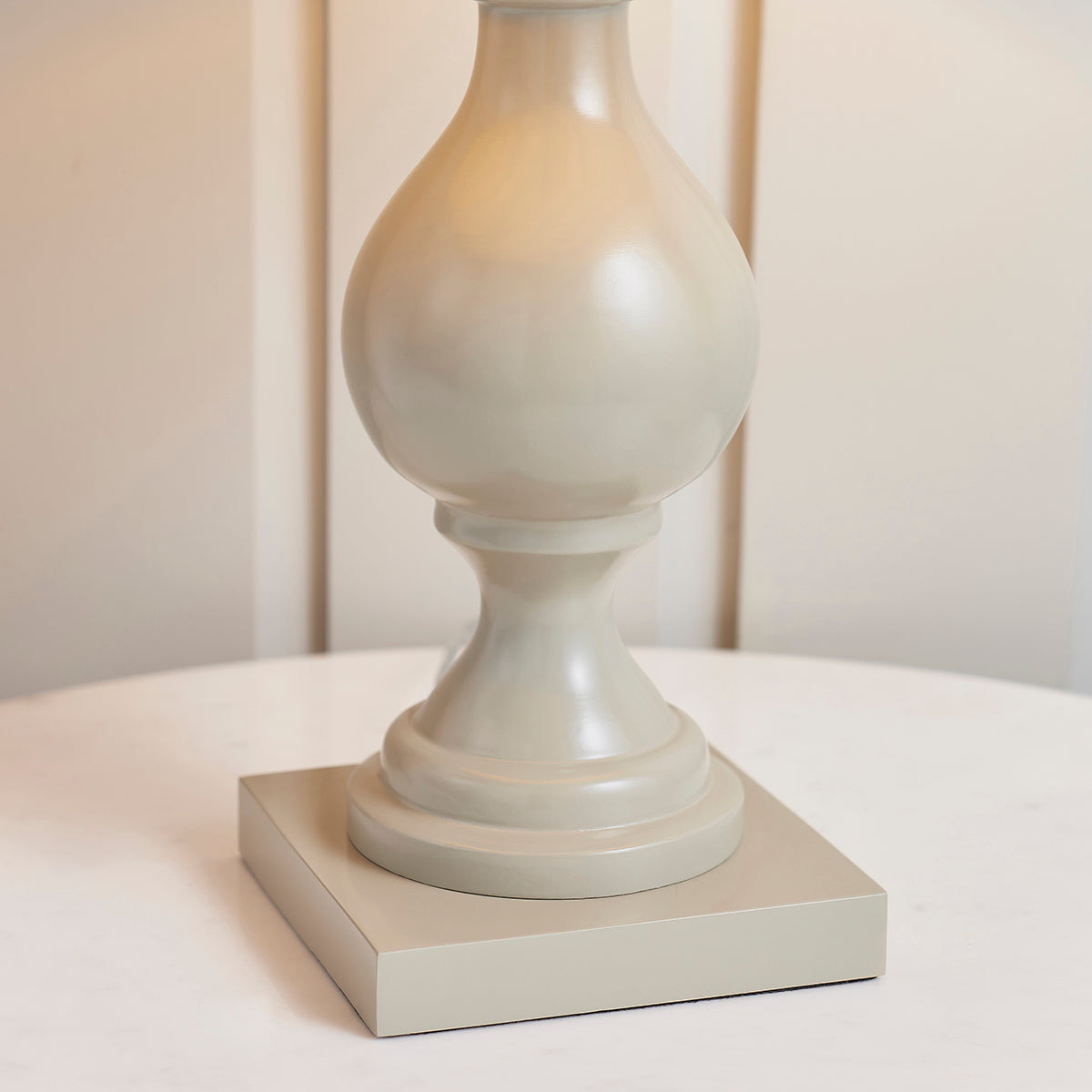 Taupe painted wood & ivory fabric