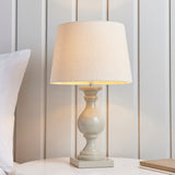 Taupe painted wood & ivory fabric
