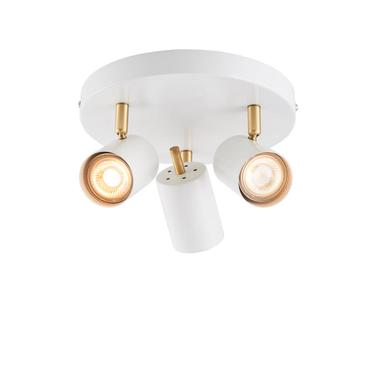 Matt white paint & satin brass plate